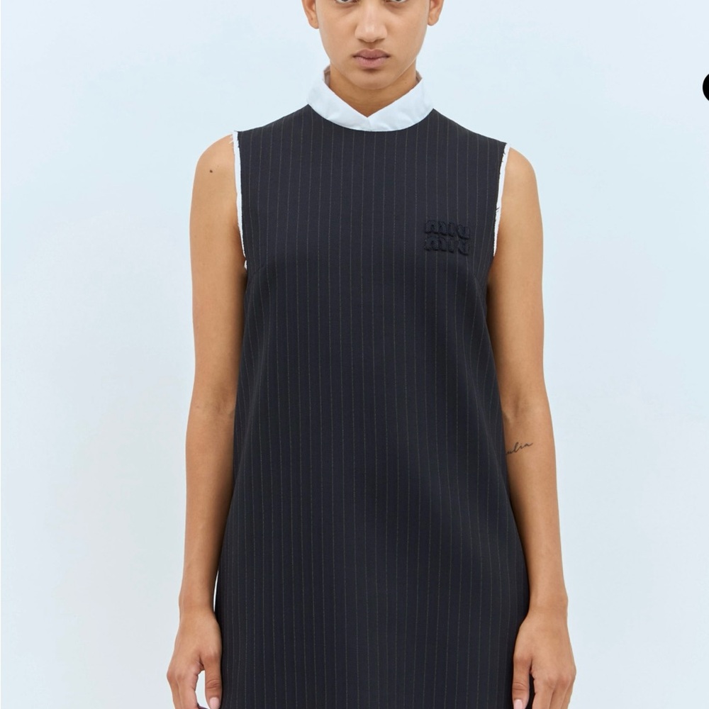 Miu Miu Navy Pinstripe Dress